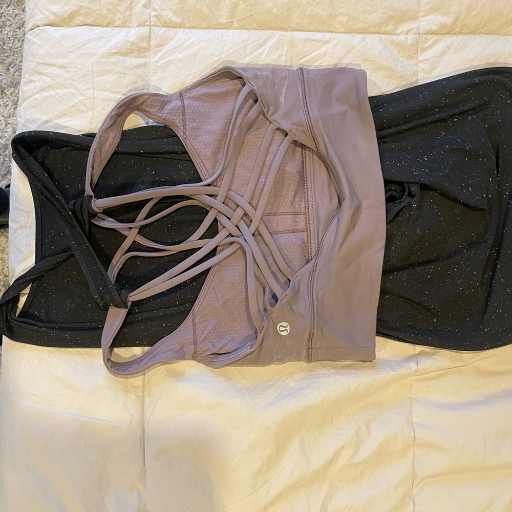 Strappy Sports Bra in Mauve and Black